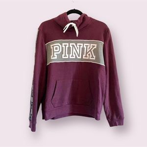 Victoria’s Secret PINK Burgundy Mock Neck Logo Sweater